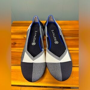 Rothy's Black and Cream Checkered Flats